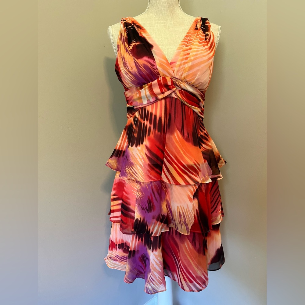 BISOU BISOU Tiered Multi Colored Summer Dress